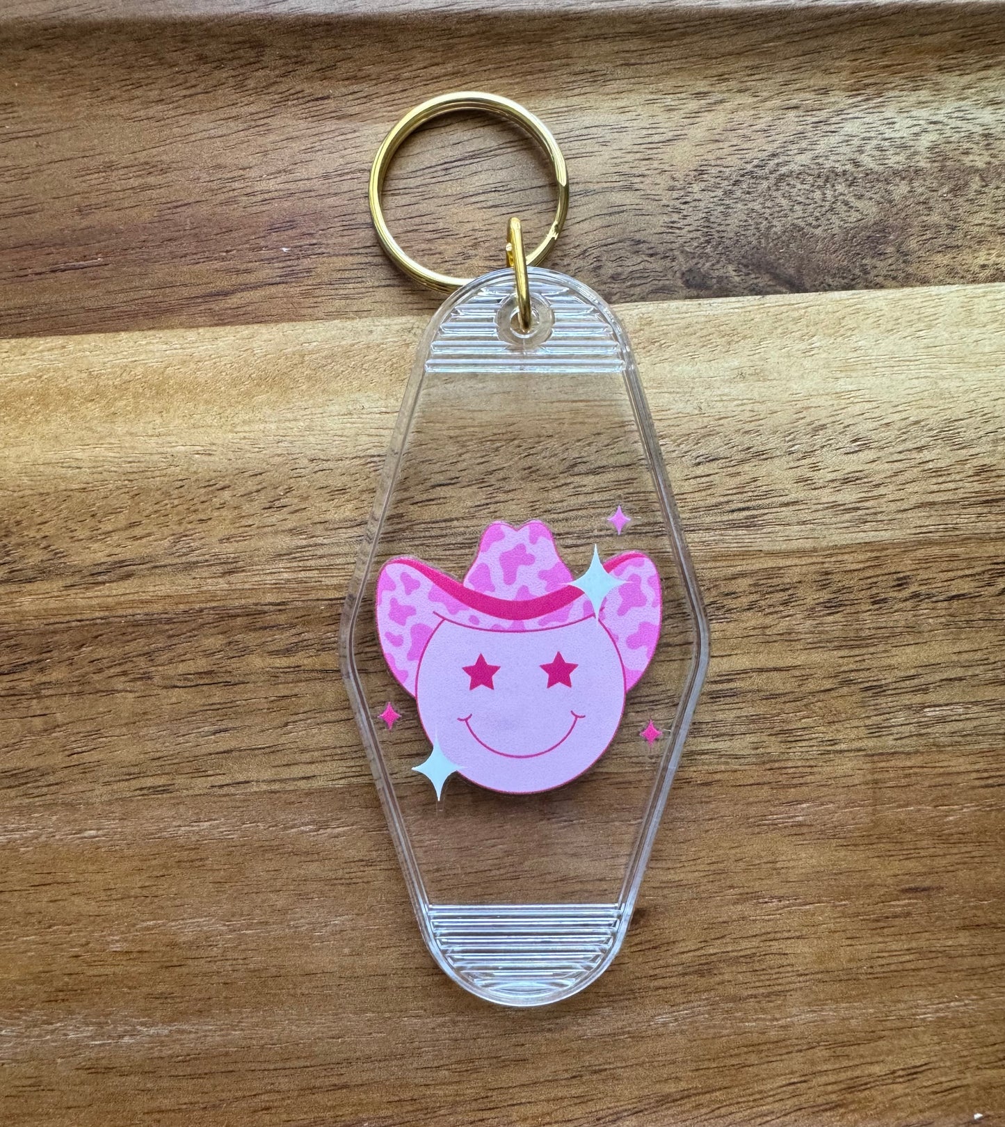 Pink Smiley Keychain